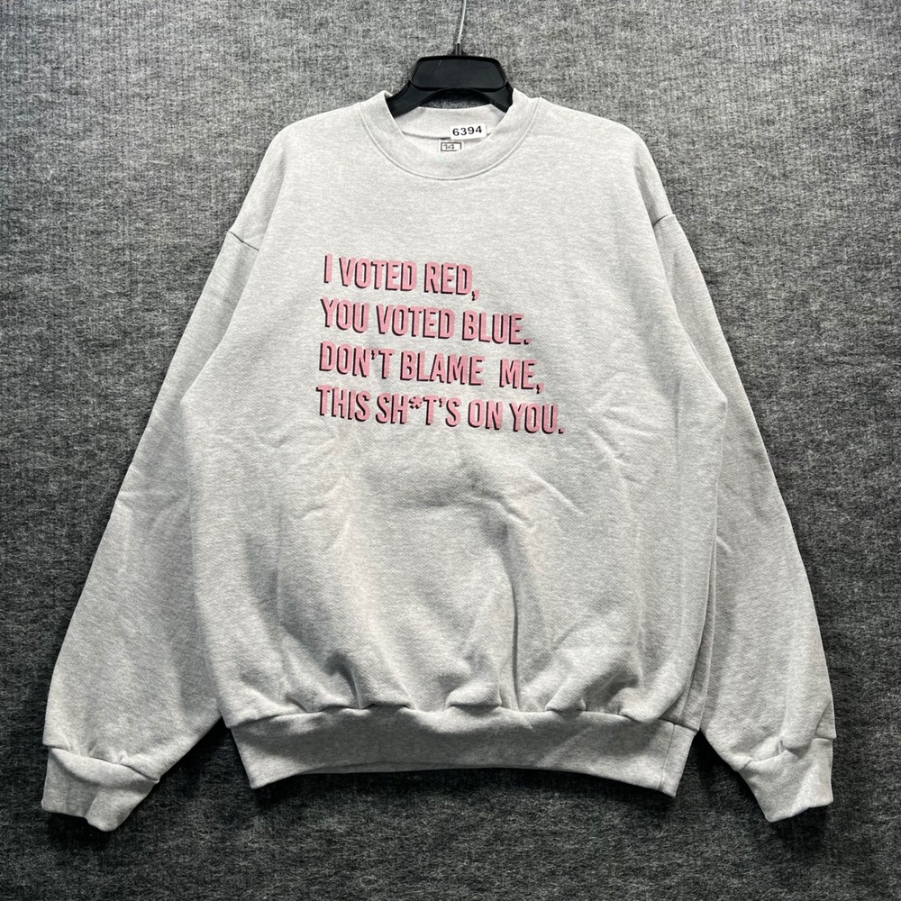 Los Angeles Apparel I Voted Red You Voted Blue Heavy Fleece Sweatshirt Gray L